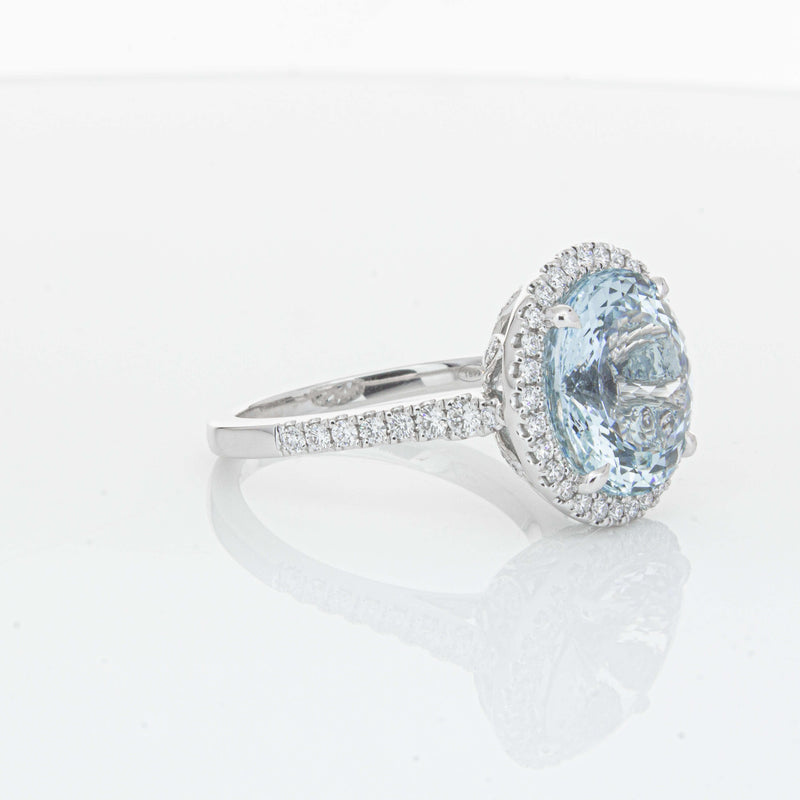 18ct White Gold 5.30ct Aquamarine & Diamond Sierra Ring-Ring-Walker & Hall