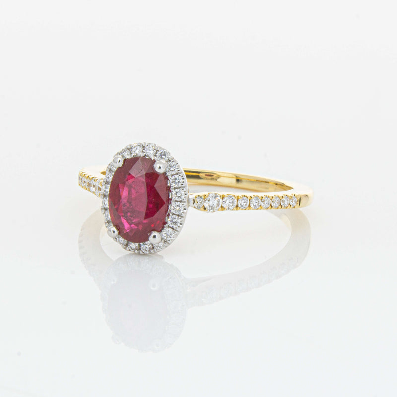 18ct Yellow Gold 1.09ct Ruby & Diamond Mini Sierra Ring-Ring-Walker & Hall