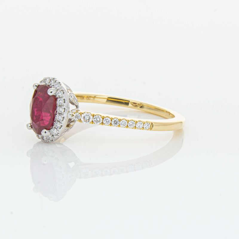 18ct Yellow Gold 1.09ct Ruby & Diamond Mini Sierra Ring-Ring-Walker & Hall