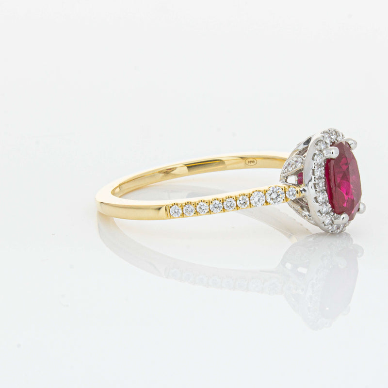 18ct Yellow Gold 1.09ct Ruby & Diamond Mini Sierra Ring-Ring-Walker & Hall