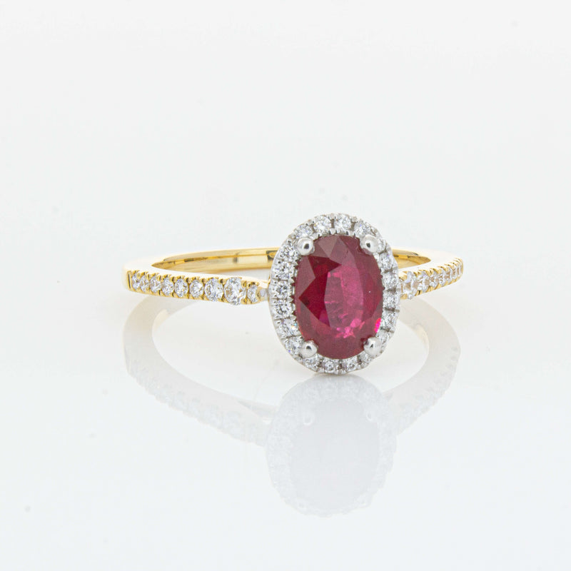 18ct Yellow Gold 1.09ct Ruby & Diamond Mini Sierra Ring-Ring-Walker & Hall
