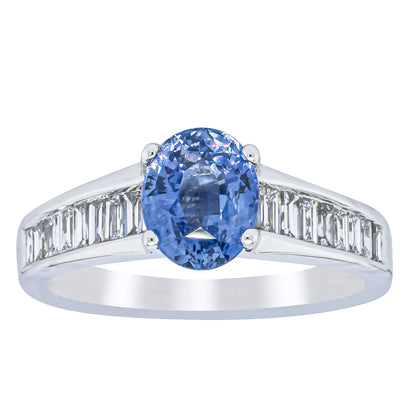 18ct White Gold 1.69ct Sapphire & Diamond Ring-Ring-Walker & Hall