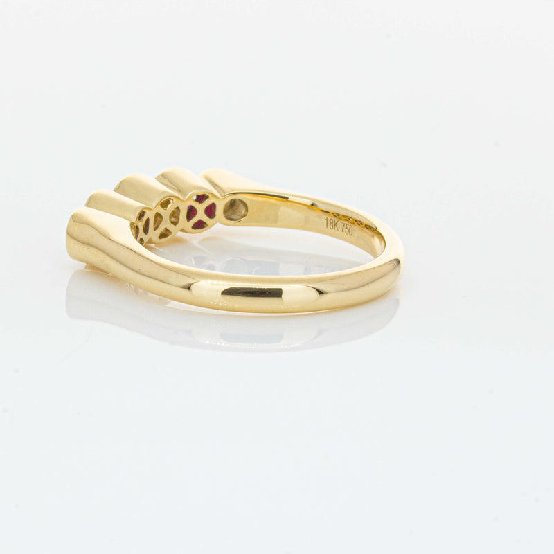 18ct Yellow Gold Ruby & Diamond Five-Stone Natalia Ring-Ring-Walker & Hall