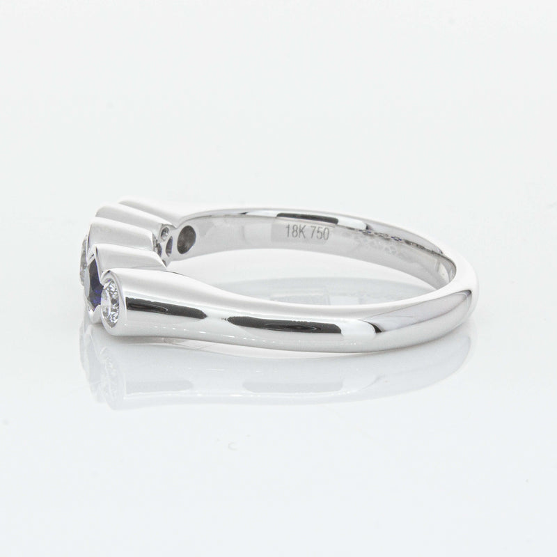 18ct White Gold Sapphire & Diamond Five-Stone Natalia Ring-Ring-Walker & Hall