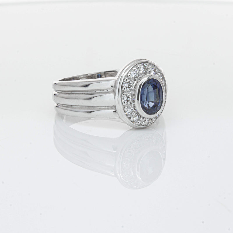 Deja Vu 9ct White Gold 1.00ct Sapphire & Diamond Ring-Ring-Walker & Hall