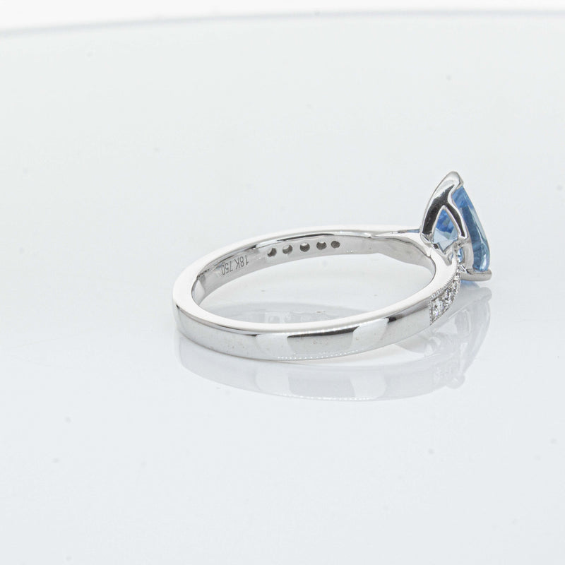 18ct White Gold .81ct Aquamarine & Diamond Zenith Ring-Ring-Walker & Hall