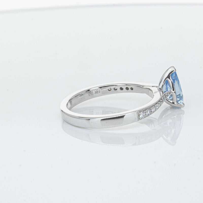 18ct White Gold .81ct Aquamarine & Diamond Zenith Ring-Ring-Walker & Hall