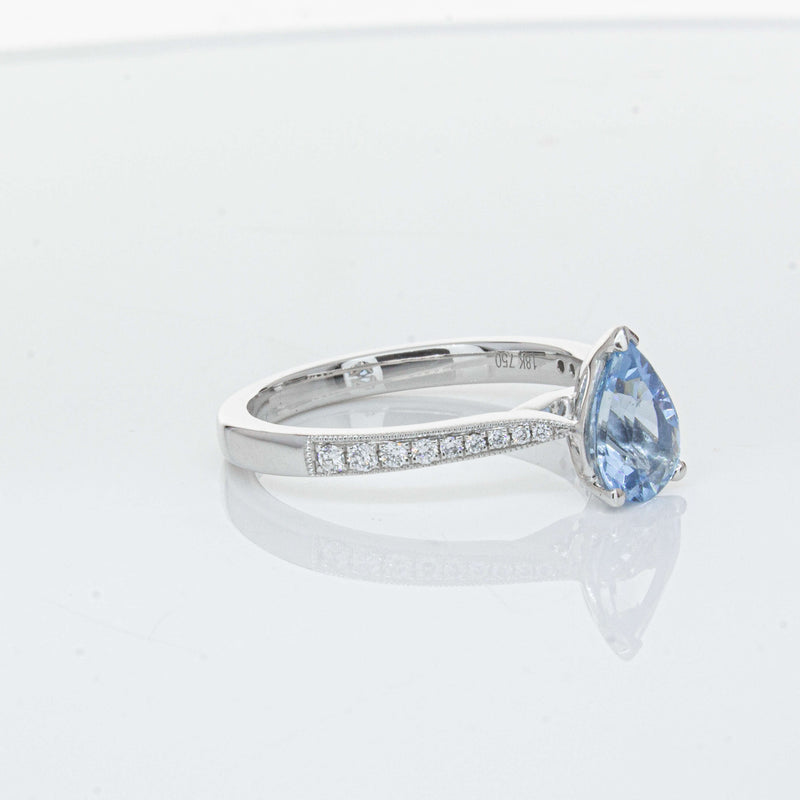 18ct White Gold .81ct Aquamarine & Diamond Zenith Ring-Ring-Walker & Hall