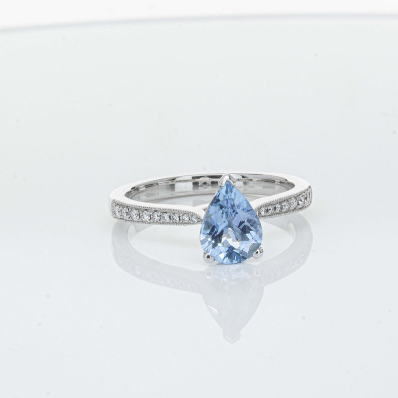 18ct White Gold .81ct Aquamarine & Diamond Zenith Ring-Ring-Walker & Hall