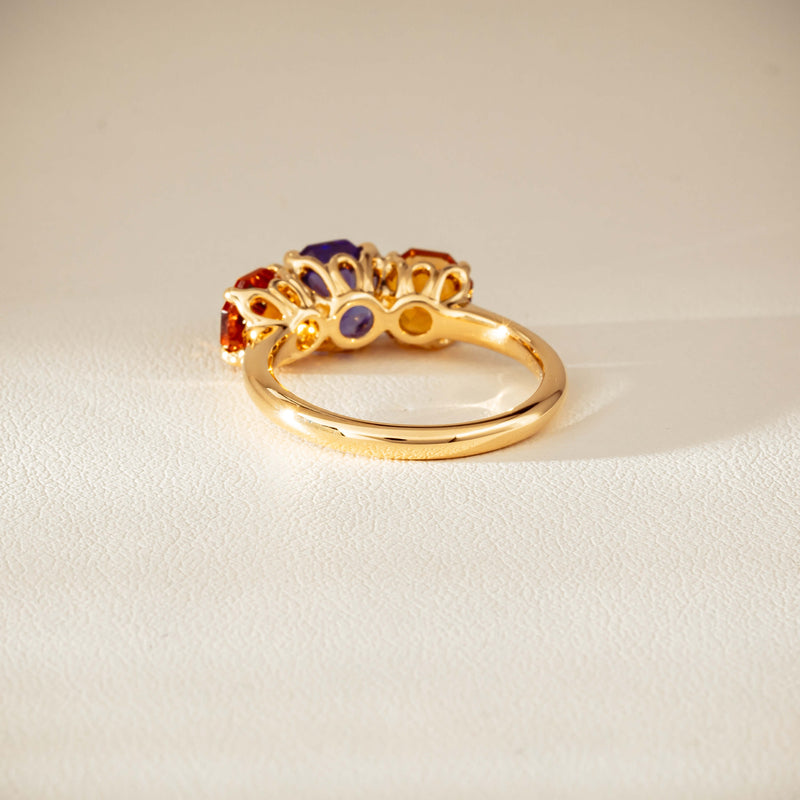 18ct Yellow Gold Three Stone Tanzanite & Citrine Octavia Ring-Ring-Walker & Hall