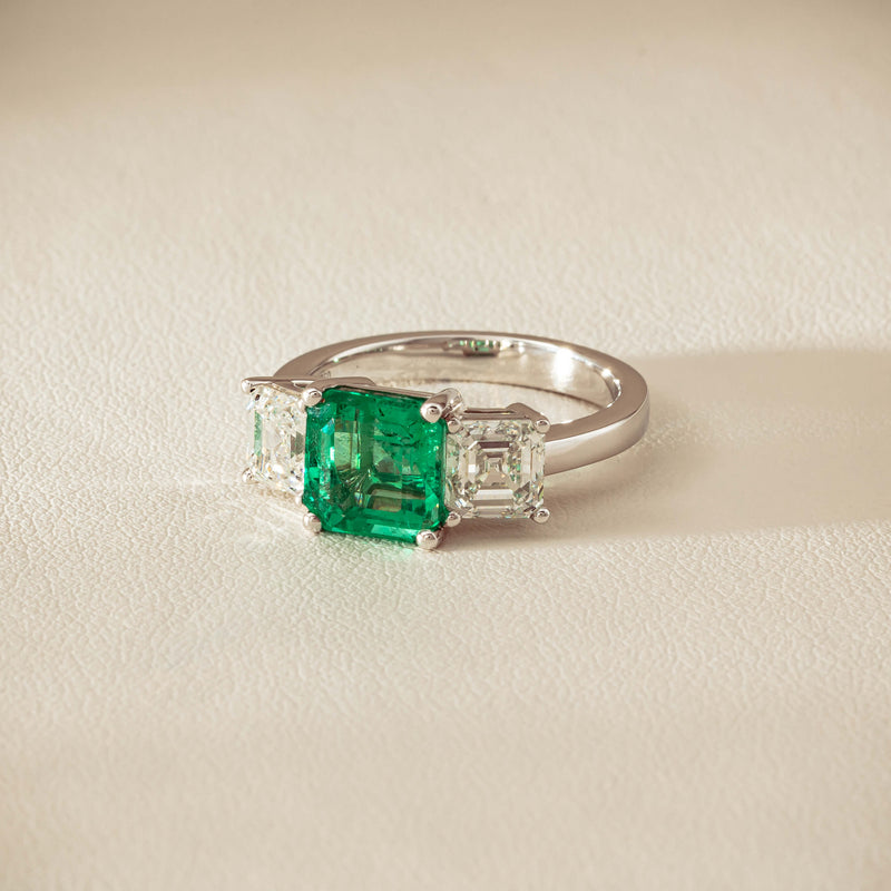 18ct White Gold 2.76ct Emerald & Diamond Odyssey Ring - Ring - Walker & Hall