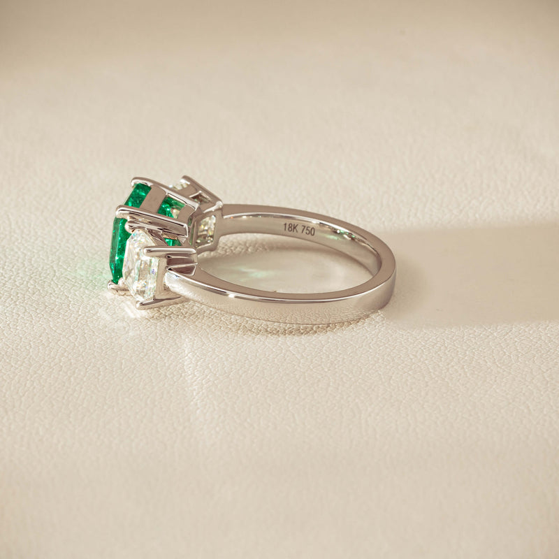 18ct White Gold 2.76ct Emerald & Diamond Odyssey Ring - Ring - Walker & Hall