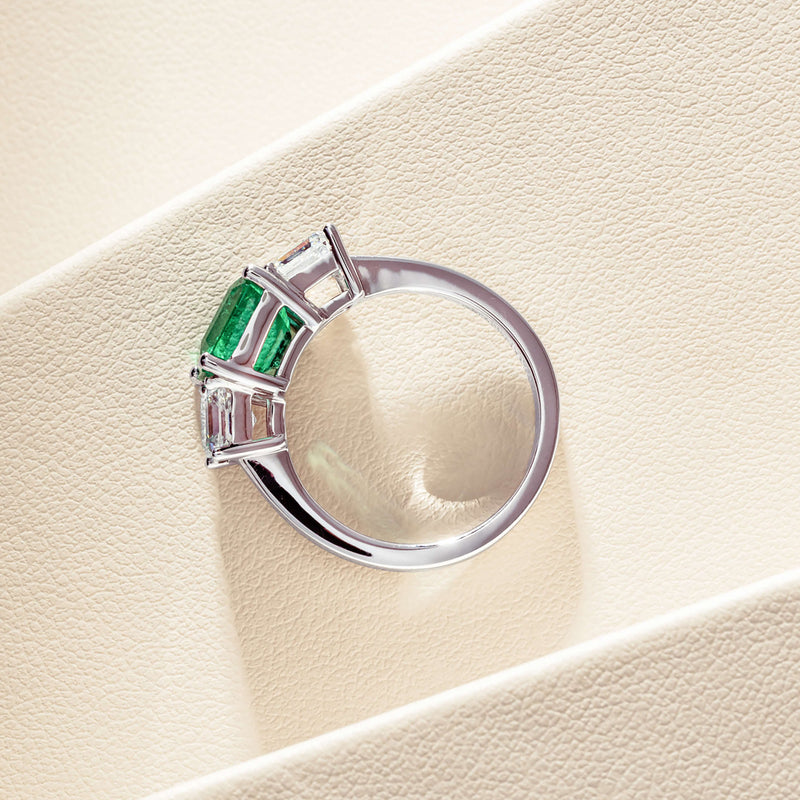 18ct White Gold 2.76ct Emerald & Diamond Odyssey Ring - Ring - Walker & Hall