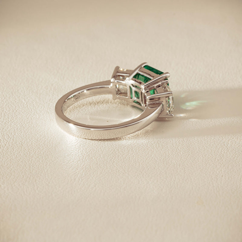 18ct White Gold 2.76ct Emerald & Diamond Odyssey Ring - Ring - Walker & Hall