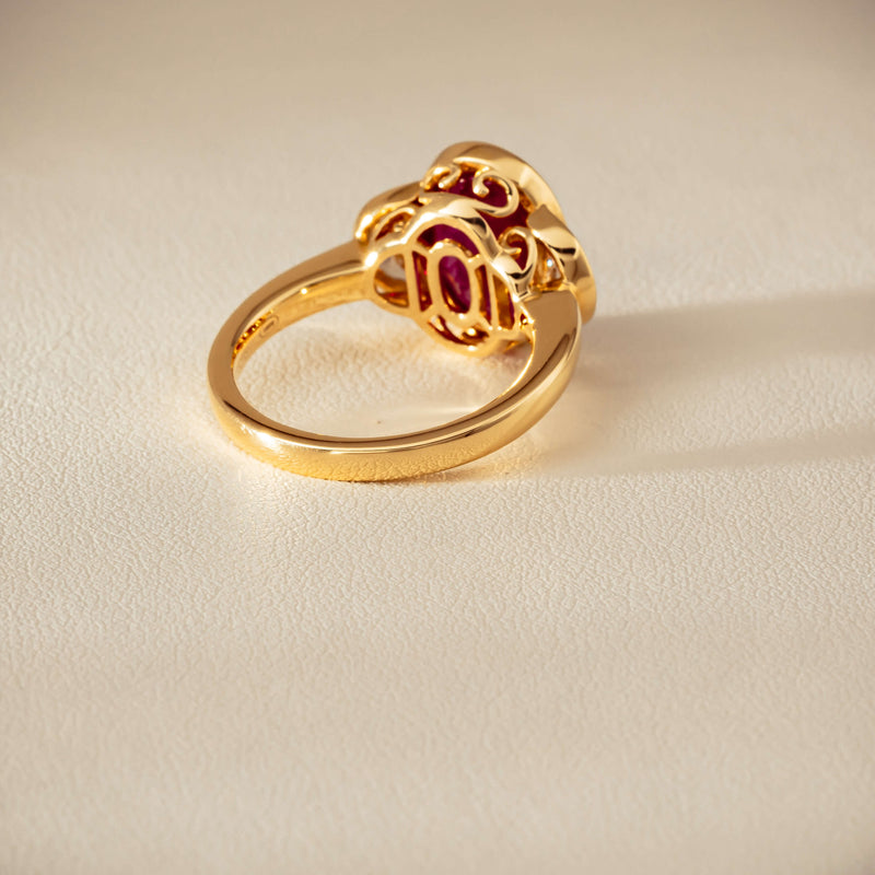 18ct Yellow Gold 4.18ct Oval Ruby & Diamond Ring - Ring - Walker & Hall