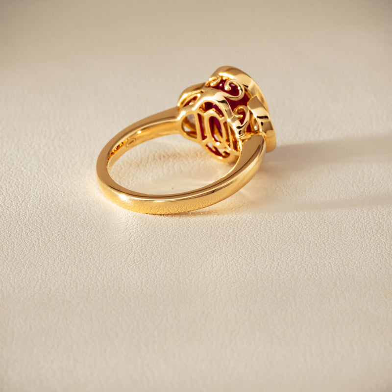 18ct Yellow Gold 4.18ct Oval Ruby & Diamond Ring - Ring - Walker & Hall
