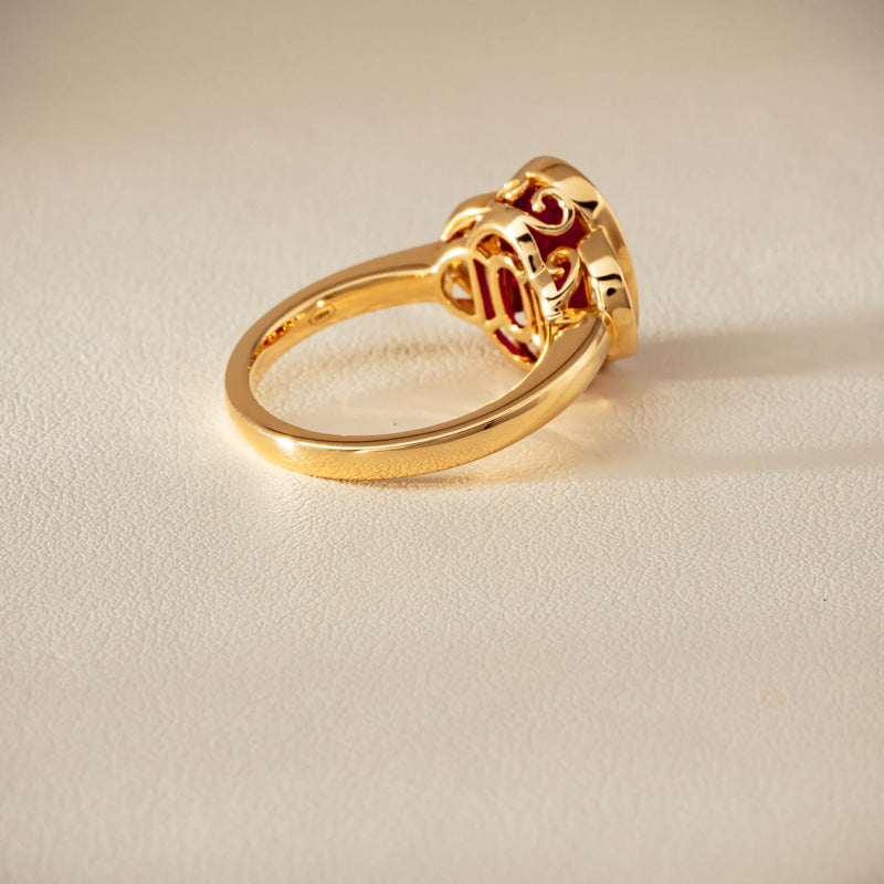 18ct Yellow Gold 4.18ct Oval Ruby & Diamond Ring - Ring - Walker & Hall