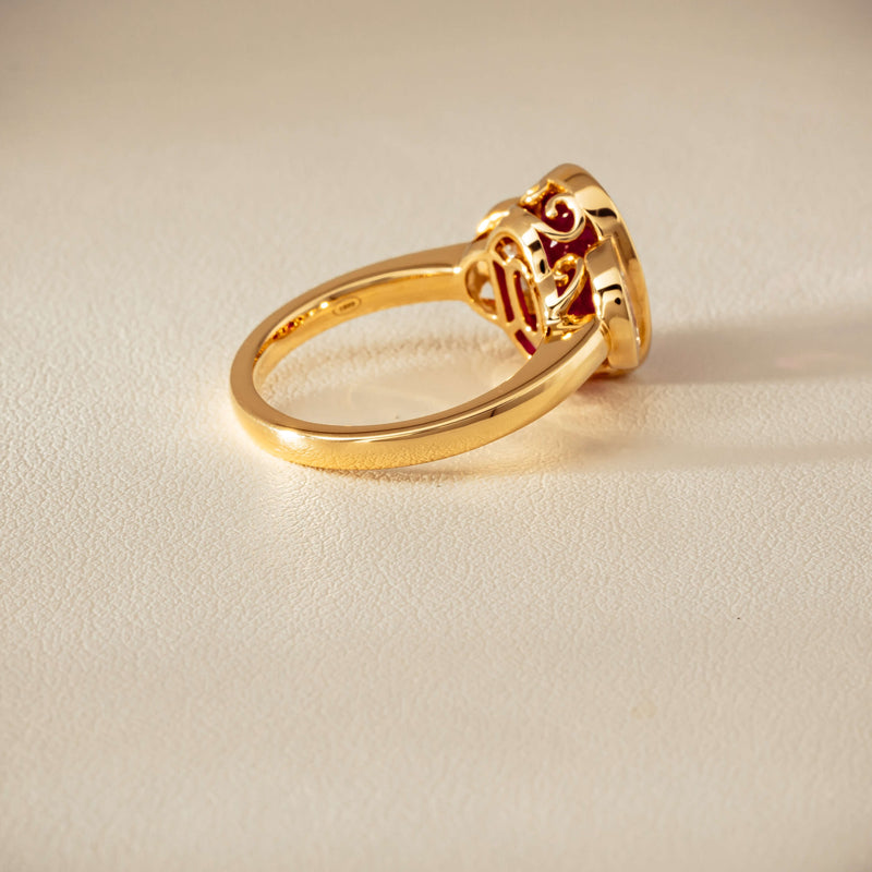 18ct Yellow Gold 4.18ct Oval Ruby & Diamond Ring - Ring - Walker & Hall
