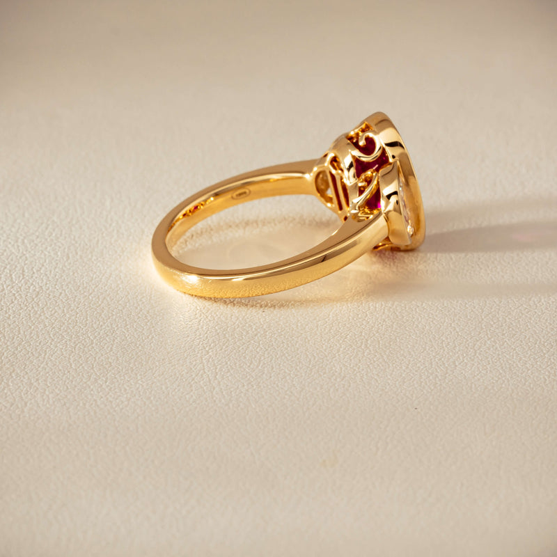 18ct Yellow Gold 4.18ct Oval Ruby & Diamond Ring - Ring - Walker & Hall