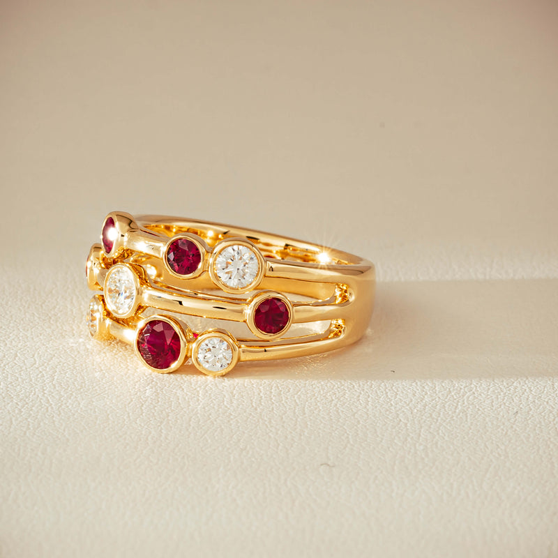 18ct Yellow Gold .69ct Ruby & Diamond Ring - Ring - Walker & Hall