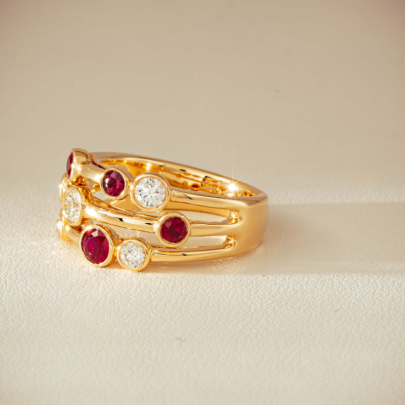 18ct Yellow Gold .69ct Ruby & Diamond Ring - Ring - Walker & Hall