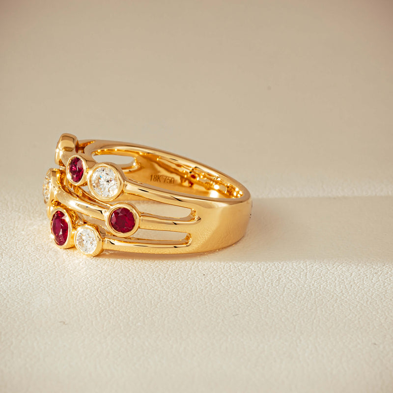 18ct Yellow Gold .69ct Ruby & Diamond Ring - Ring - Walker & Hall