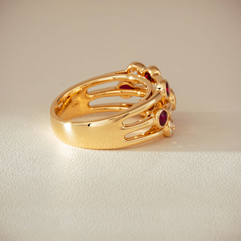 18ct Yellow Gold .69ct Ruby & Diamond Ring - Ring - Walker & Hall