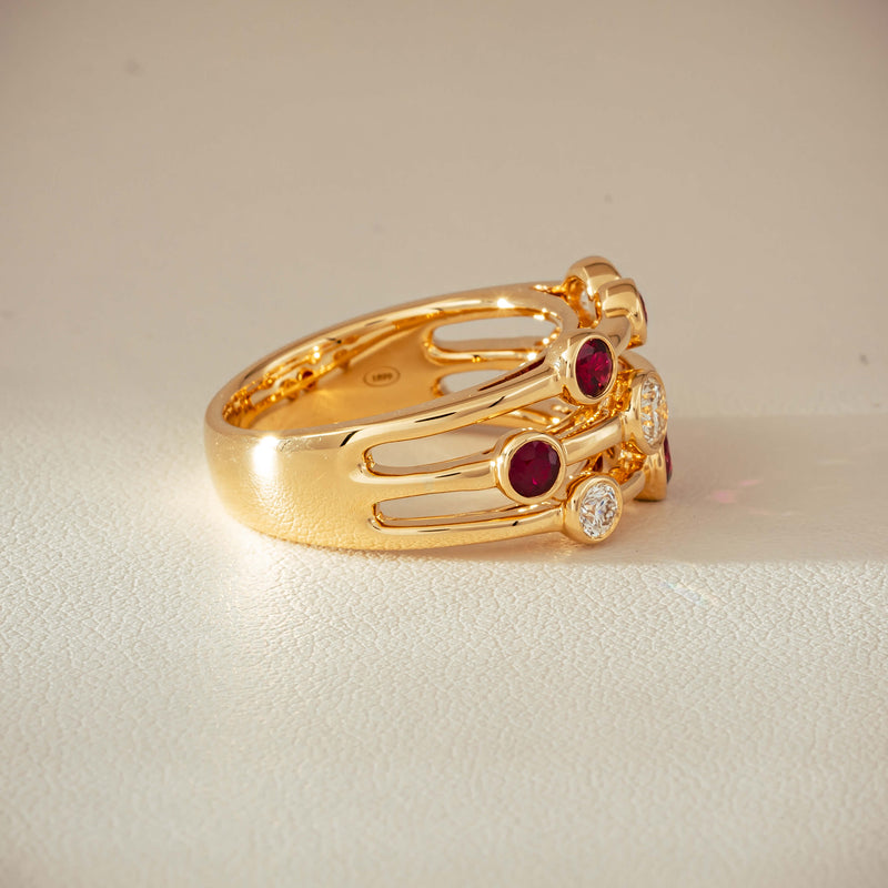 18ct Yellow Gold .69ct Ruby & Diamond Ring - Ring - Walker & Hall