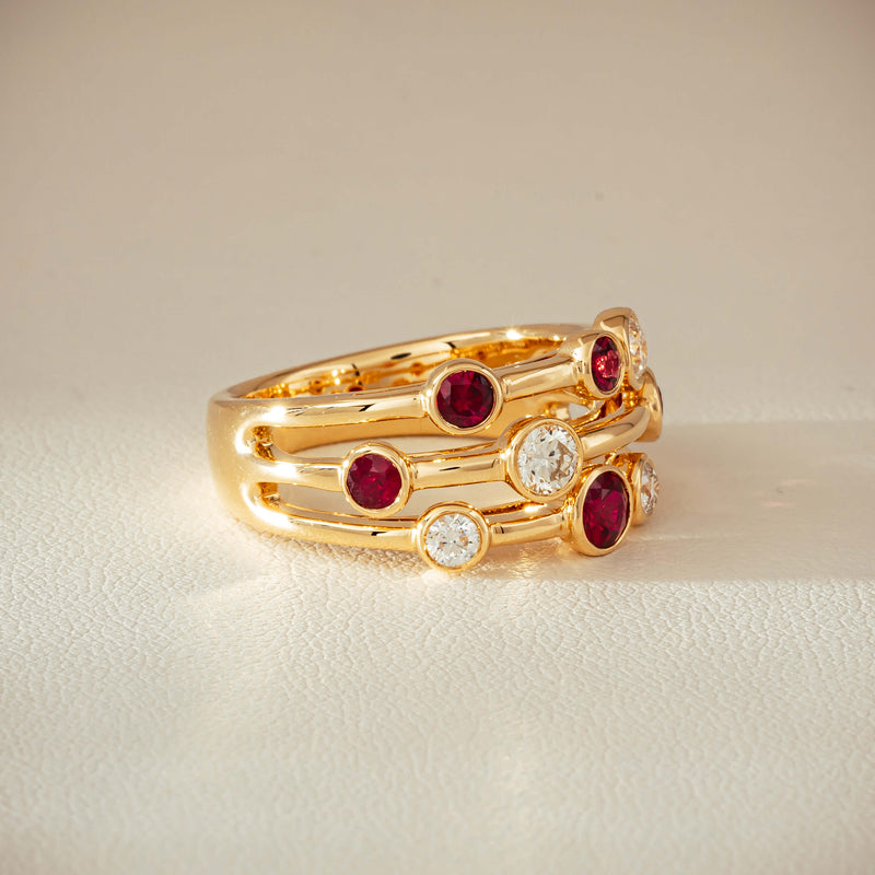 18ct Yellow Gold .69ct Ruby & Diamond Ring - Ring - Walker & Hall
