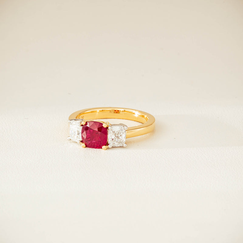 18ct Yellow Gold 1.54ct Ruby & Diamond Odyssey Ring - Ring - Walker & Hall