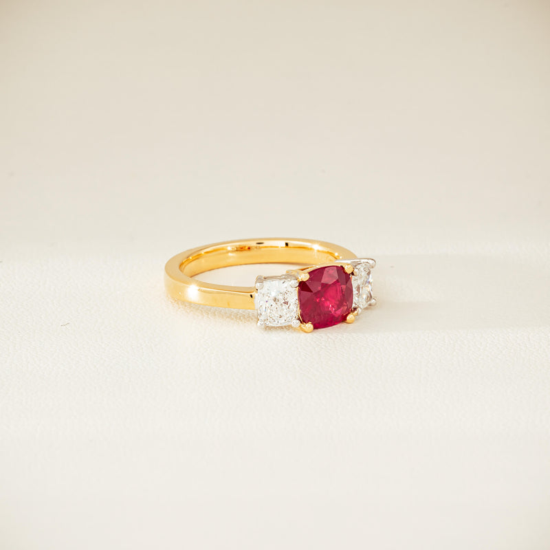 18ct Yellow Gold 1.54ct Ruby & Diamond Odyssey Ring - Ring - Walker & Hall