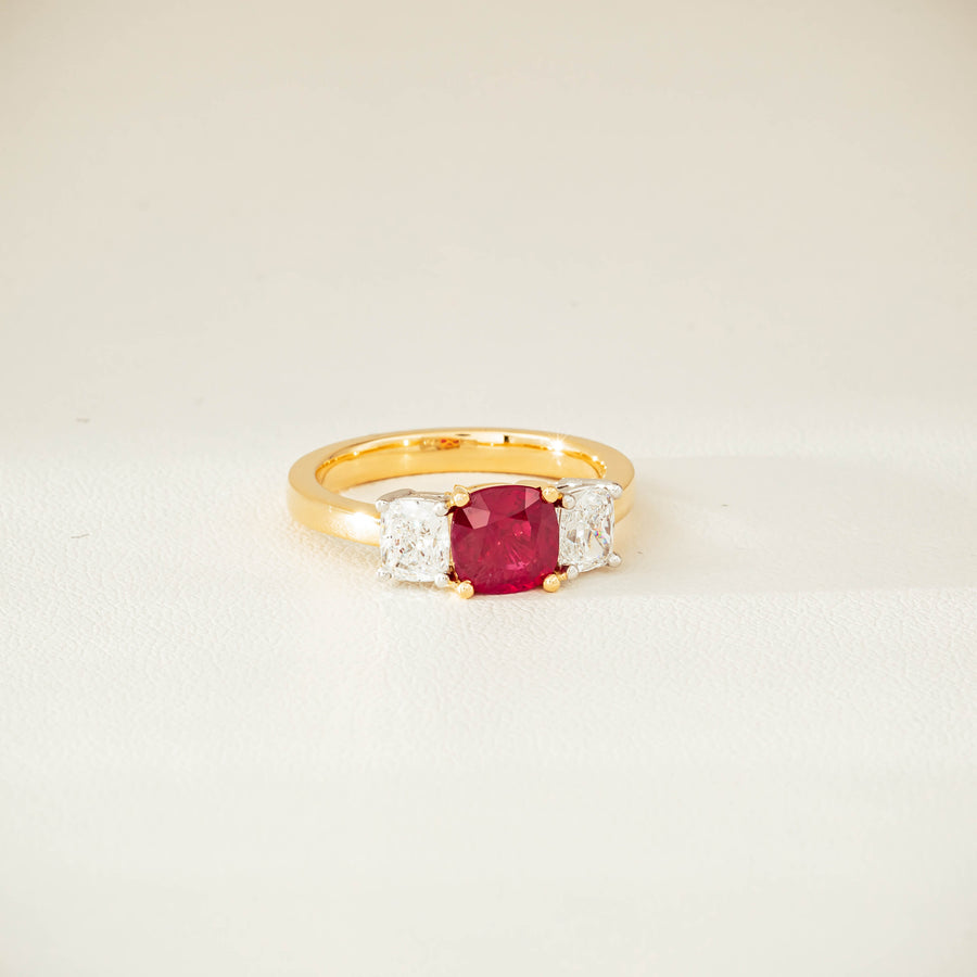 18ct Yellow Gold 1.54ct Ruby & Diamond Odyssey Ring - Ring - Walker & Hall