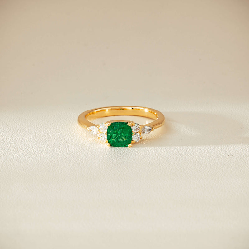 18ct Yellow Gold .84ct Emerald & Diamond Oriana Ring - Ring - Walker & Hall
