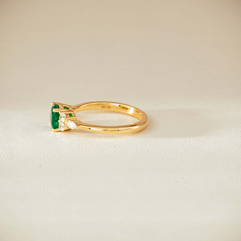 18ct Yellow Gold .84ct Emerald & Diamond Oriana Ring - Ring - Walker & Hall