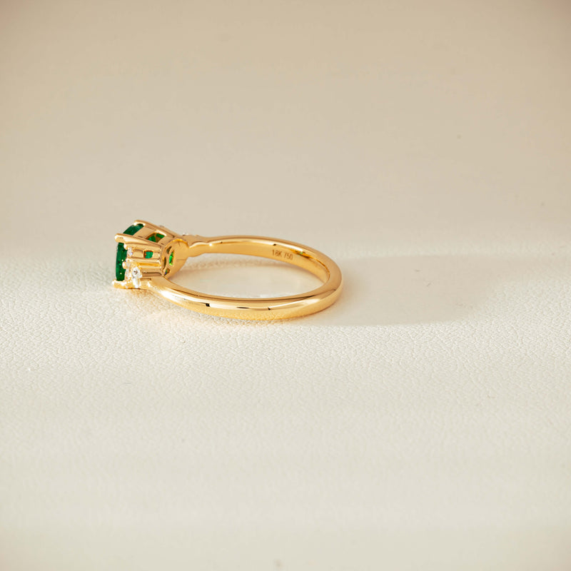 18ct Yellow Gold .84ct Emerald & Diamond Oriana Ring - Ring - Walker & Hall