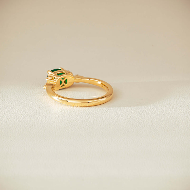 18ct Yellow Gold .84ct Emerald & Diamond Oriana Ring - Ring - Walker & Hall