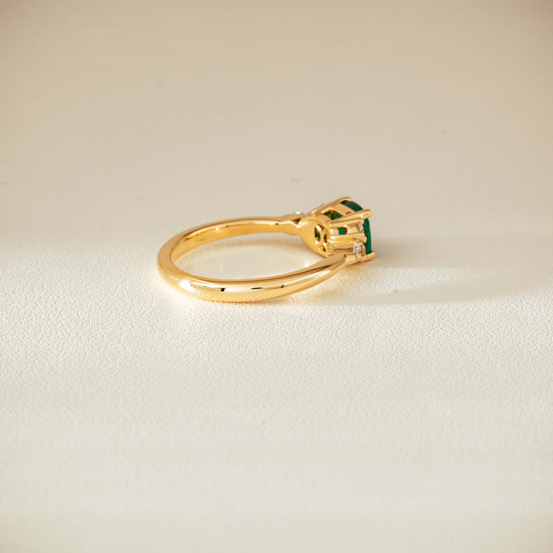 18ct Yellow Gold .84ct Emerald & Diamond Oriana Ring - Ring - Walker & Hall