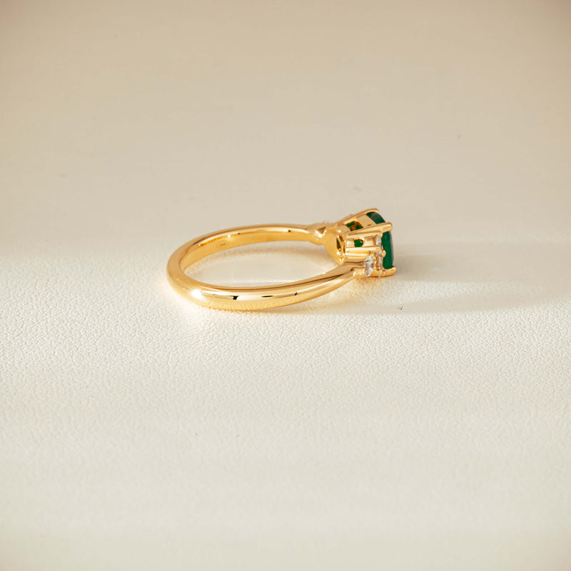 18ct Yellow Gold .84ct Emerald & Diamond Oriana Ring - Ring - Walker & Hall