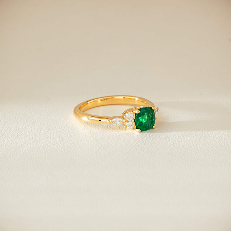 18ct Yellow Gold .84ct Emerald & Diamond Oriana Ring - Ring - Walker & Hall