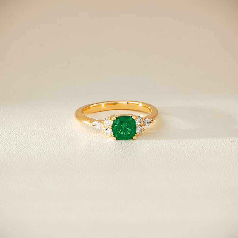 18ct Yellow Gold .84ct Emerald & Diamond Oriana Ring - Ring - Walker & Hall