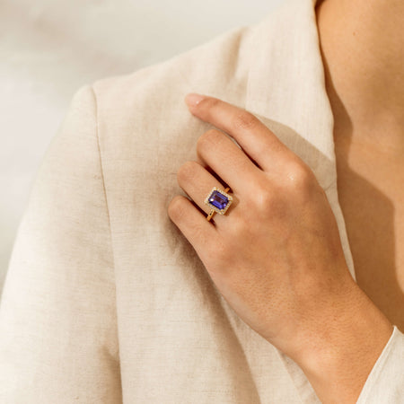 18ct Yellow Gold 3.75ct Tanzanite & Diamond Empire Ring - Ring - Walker & Hall