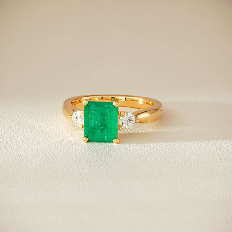 18ct Yellow Gold 1.94ct Emerald & Diamond Elysian Ring - Ring - Walker & Hall