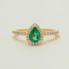 18ct Yellow Gold .64ct Pear Emerald & Diamond Mini Sierra Ring - Ring - Walker & Hall