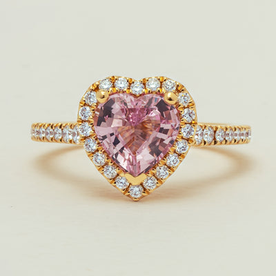 18ct Yellow Gold 2.01ct Pink Heart Sapphire & Diamond Sierra Ring - Ring - Walker & Hall