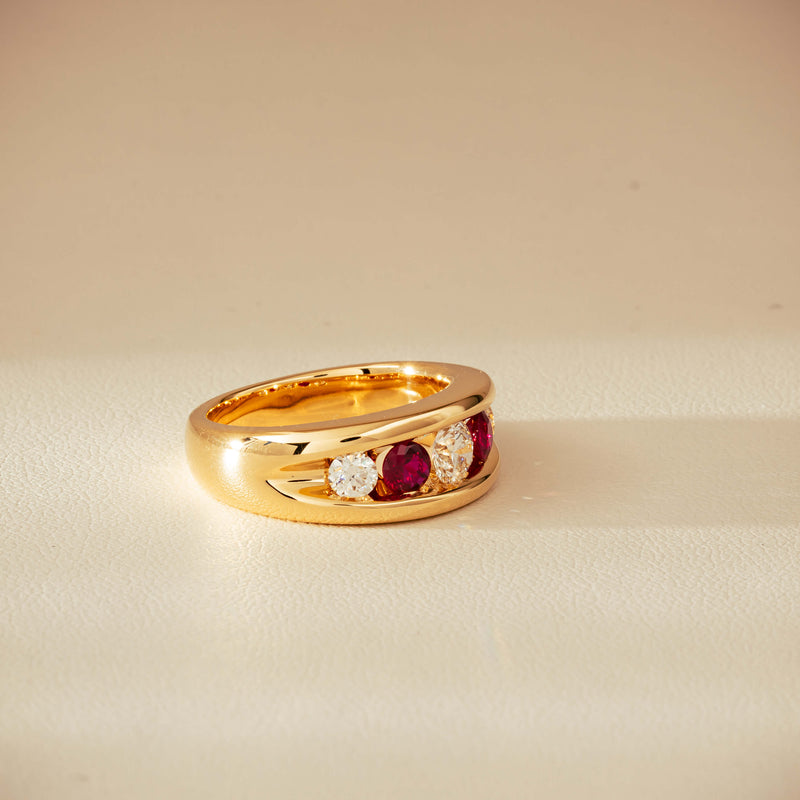 18ct Yellow Gold Ruby & Diamond Eugenie Ring - Ring - Walker & Hall