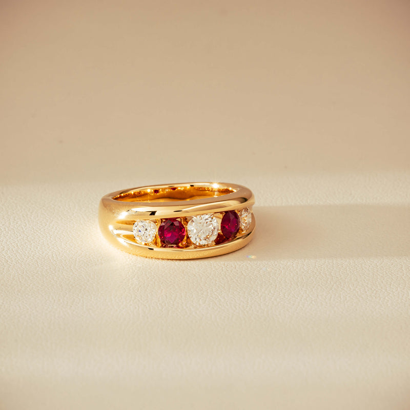 18ct Yellow Gold Ruby & Diamond Eugenie Ring - Ring - Walker & Hall