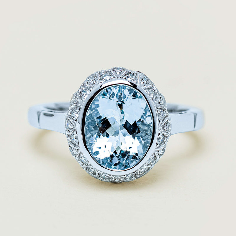 18ct White Gold 2.35ct Aquamarine & Diamond Dulce Ring - Ring - Walker & Hall