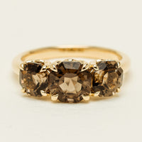 18ct Yellow Gold Three-Stone Smoky Quartz Octavia Ring - Ring - Walker & Hall