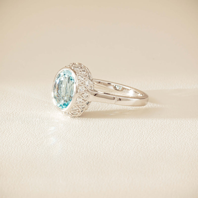 18ct White Gold 2.35ct Aquamarine & Diamond Dulce Ring - Ring - Walker & Hall