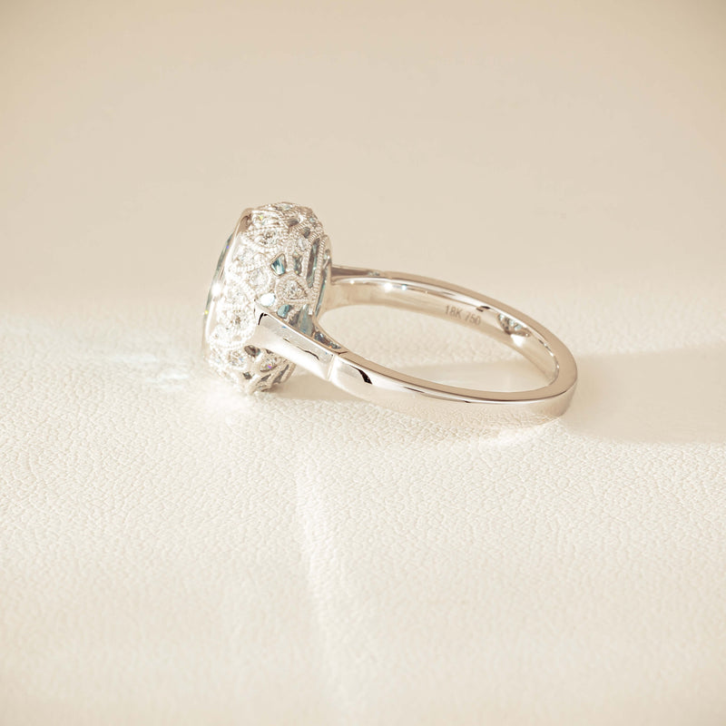 18ct White Gold 2.35ct Aquamarine & Diamond Dulce Ring - Ring - Walker & Hall